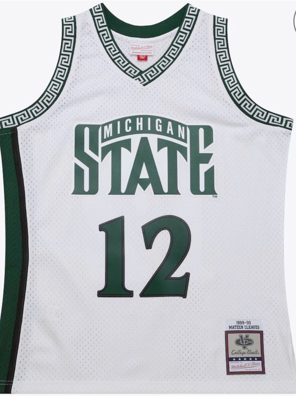 mens mateen cleaves white michigan state spartans 1999/2000 swimgman jersey 2xl